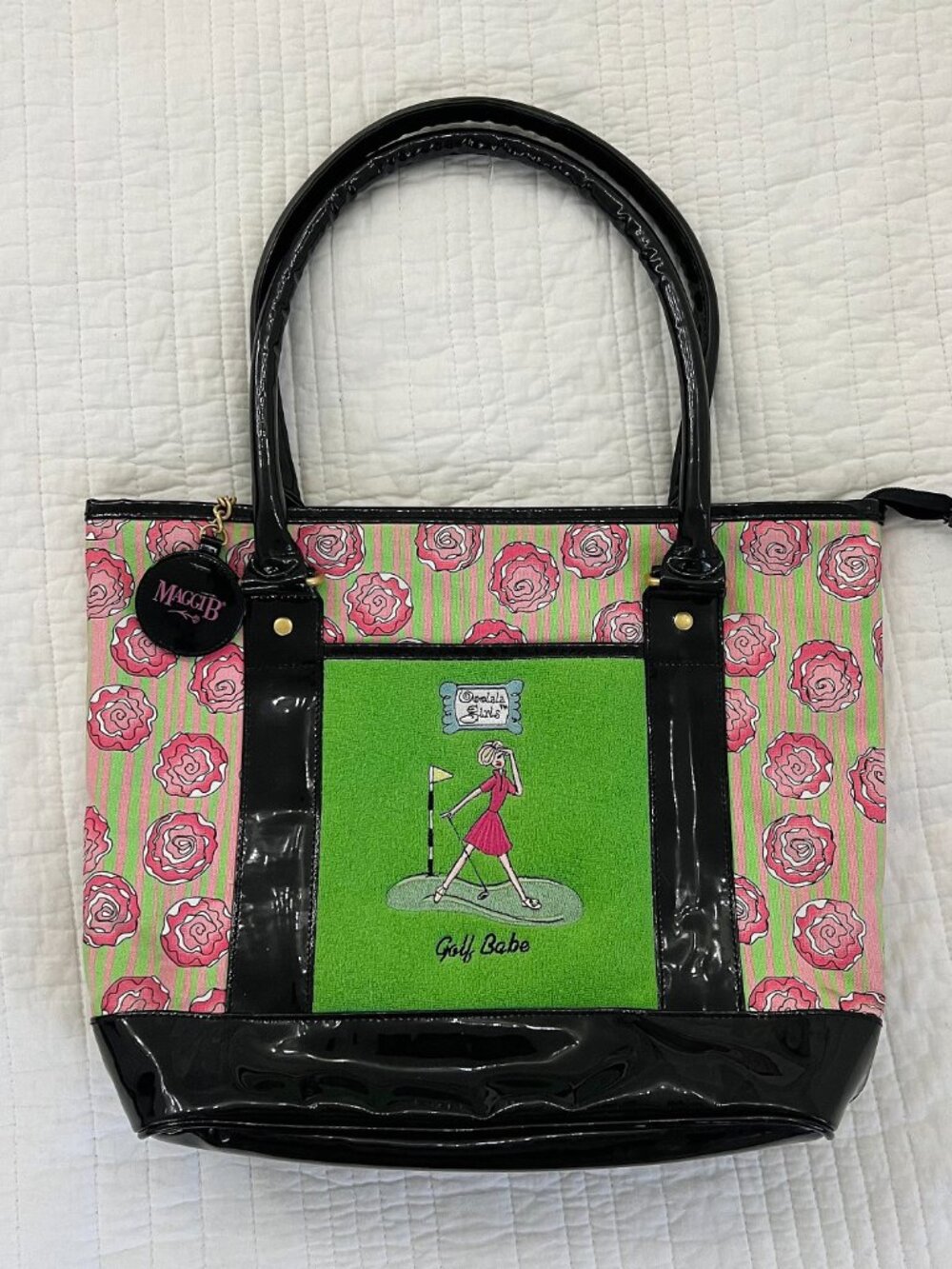 Vintage Y2K MaggiB Ooolala Girls Golf Babe Green Tote Bag Purse Preppy Bag